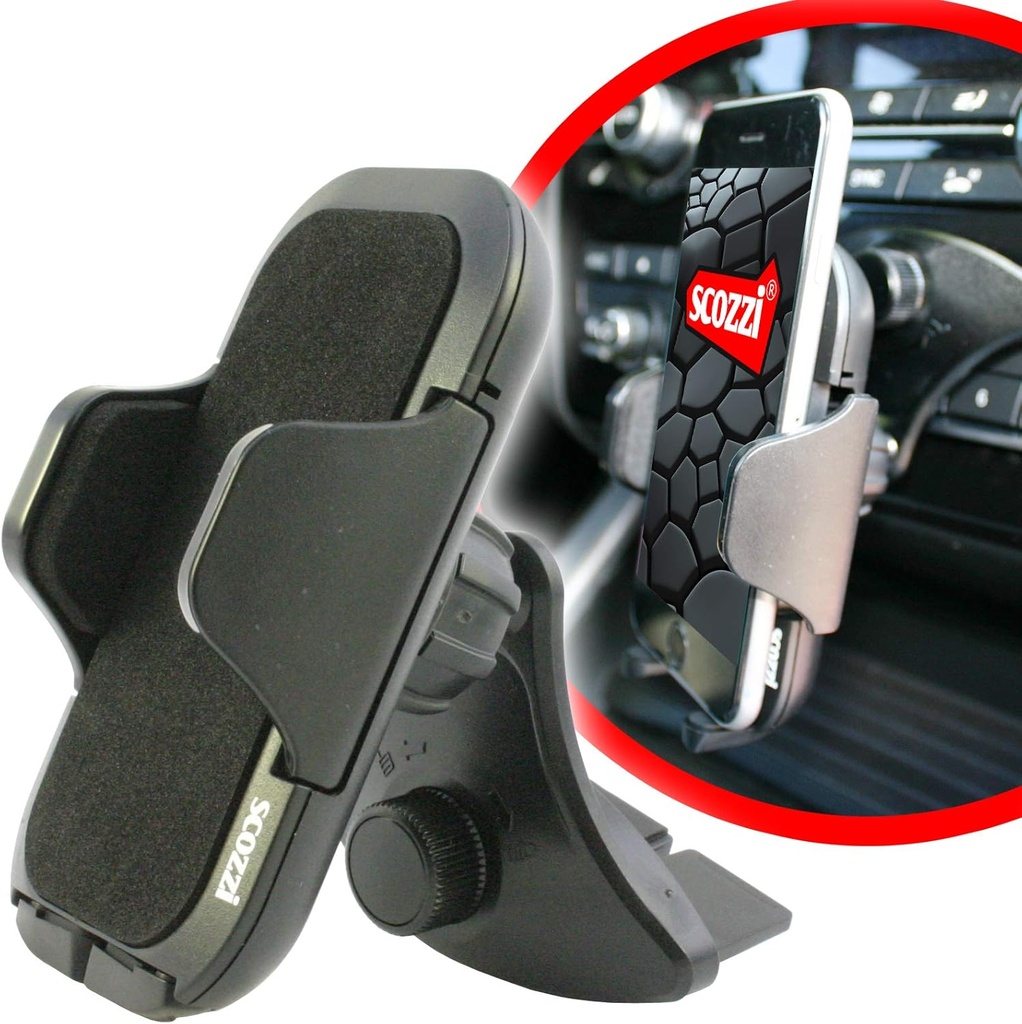 suport pentru telefon mobil scozzi compartiment slot pentru CD-uri pentru telefon mobil suport pentru suport pentru vehicule de ex. compatibil cu Samsung S24 S23 S22 S21 S20 A55 A54 A53 A35 pentru iPhone 15 14 13 12 11 XR FE Plus Ultra Mini Lite Pro