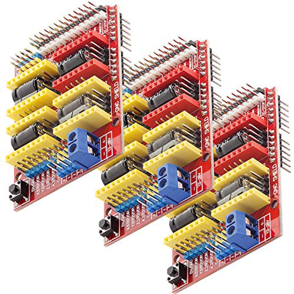 AZDelivery 3 x placă de dezvoltare CNC Shield V3 pentru driver de motor pas cu pas A4988 pentru imprimantă 3D compatibilă cu Arduino, inclusiv e-book!