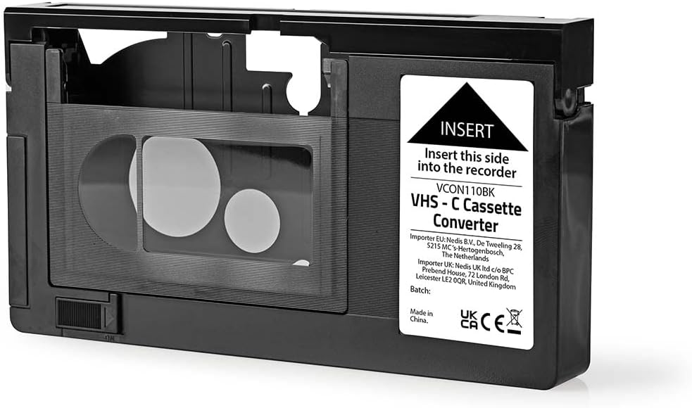 Nedis VHS Converter - Conversie: VHS-C în VHS - Plug & Play - Negru