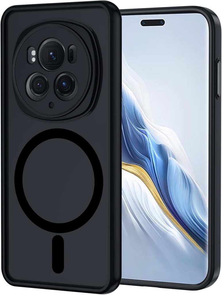 Husa XTCASE pentru Honor Magic 6 Pro 5G magnetica compatibila cu MagSafe, husa mata minimalista translucida, husa din spate dur PC anti-zgarieturi + bara de protectie TPU rezistenta la socuri - negru