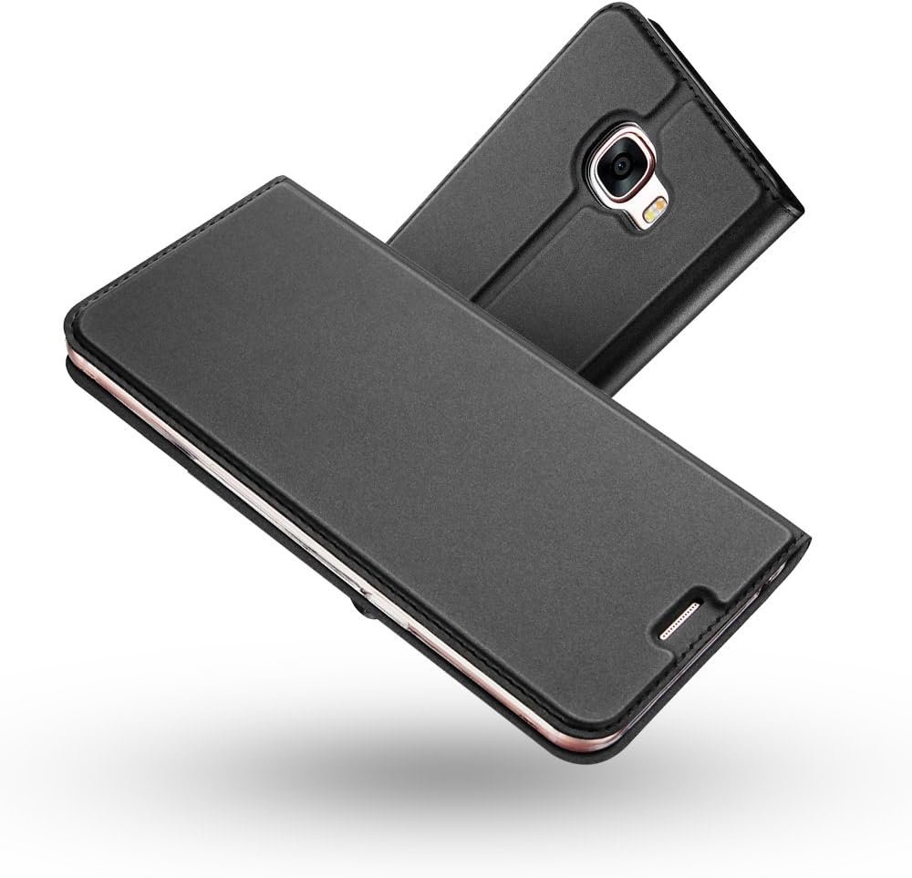 Husa RADOO Galaxy A3 2017, husa tip portofel ultra subtire din piele PU premium, husa de protectie cu clapa cu [slot pentru card] pentru Samsung Galaxy A3 2017 (gri-negru)
