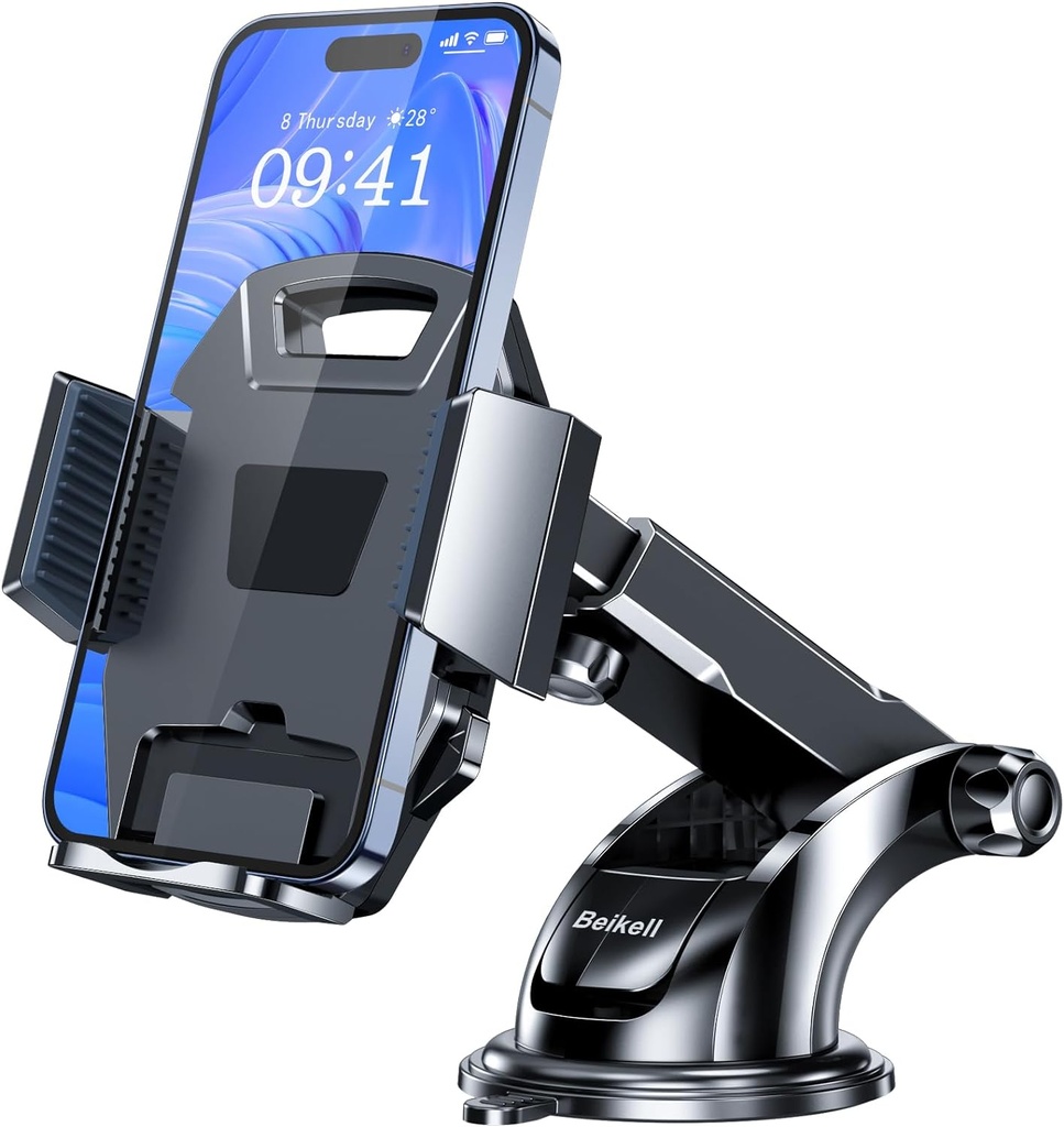 Suport pentru telefon de mașină Beikell, Suport pentru telefon de mașină rotativ 360° cu eliberare cu un singur buton, suport pentru mașină pentru bord și ecran de sticlă, compatibil cu iPhone, Galaxy și alte telefoane inteligente