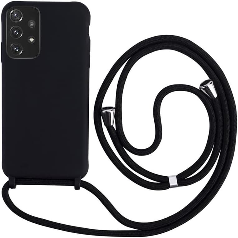 Colier Keteen pentru Husa Samsung Galaxy A23 5G/4G Husa de protectie din silicon lichid pentru Galaxy A23 5G/4G Cu snur cu lungime reglabila Husa cu lant pentru snur pentru Samsung Galaxy A23 5G/4G, negru