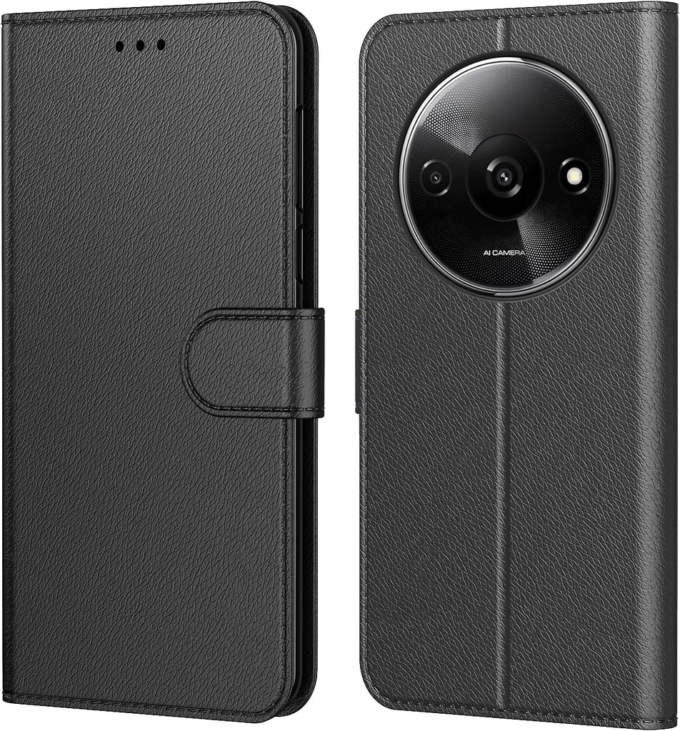 Husa Tenphone pentru Xiaomi Redmi A3, husa de protectie premium din piele PU, [sloturi pentru card], husa compatibila cu Book (negru, Redmi A3)