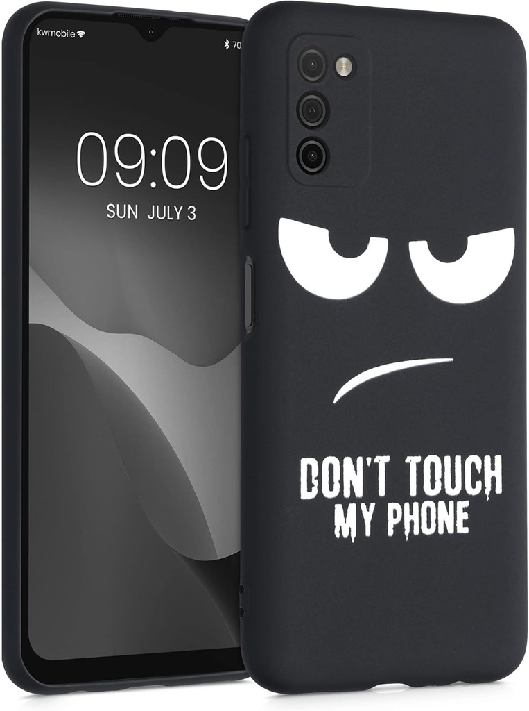 kwmobile Husa Smartphone Compatibila cu Samsung Galaxy A03s - Husa Telefon din Silicon Alb-Negru