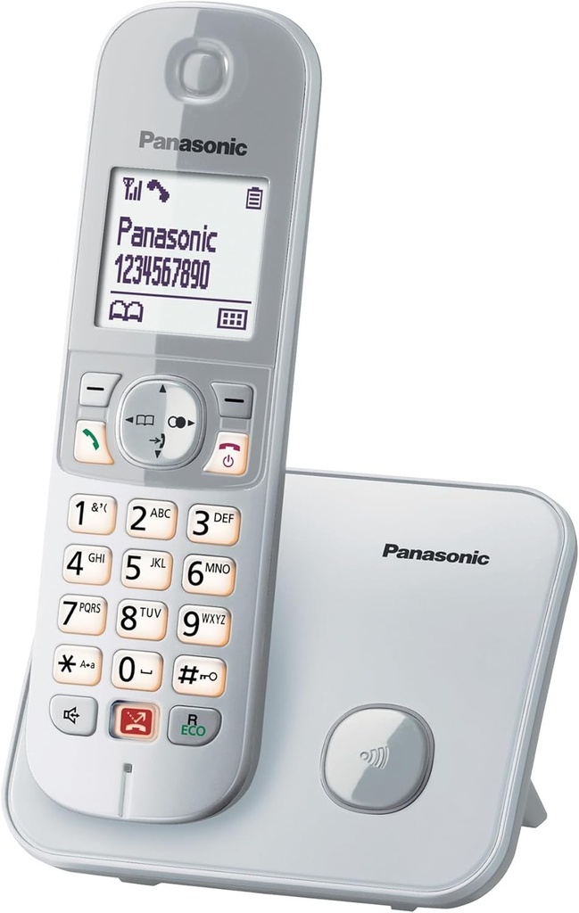 Telefon digital fara fir Panasonic KX-TG6851JTS, unitate de baza si receptor unic, ID apelant, blocare apel neplacut, sonerie de categorie, afisaj LCD, tastatura iluminata, argintiu
