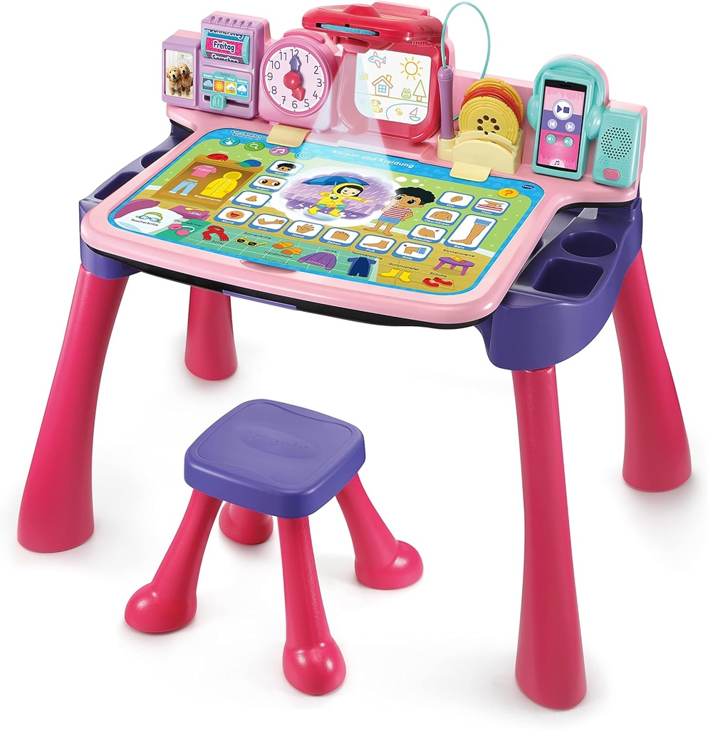 Vtech 5-in-1 Magic Desk Pink Bureau de Jeux, 80-540954, Rose Bonbon
