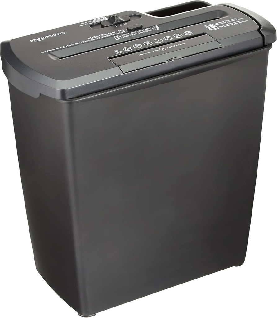 Tocator de CD-uri cu taiere in banda Amazon Basics, 7-8 coli, negru