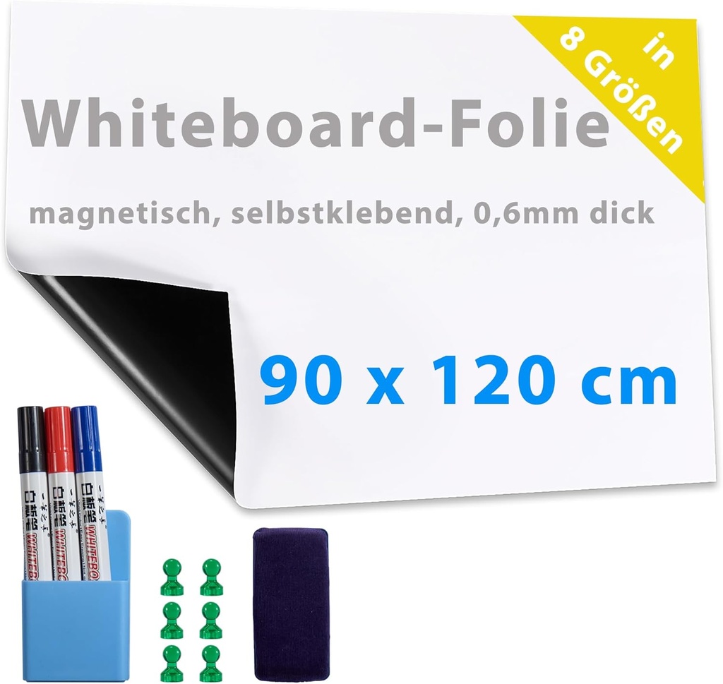 Film adeziv magnetic cu undă dinamică și tablă albă - Film de perete 50 x 100 - Tablă de scris magnetică versatilă în alb - Film pentru tablă albă