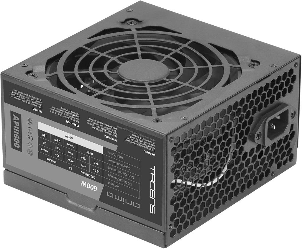 Tacens Anima APIII600, sursă de alimentare ATX pentru PC 600 W, tehnologie SMD bronz 85% 12 V, ventilator ultra-silențios de 12 cm, negru
