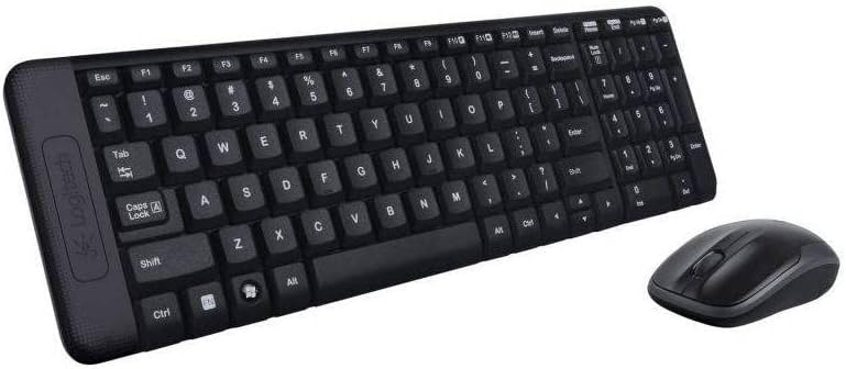 Combinație compactă de tastatură și mouse fără fir Logitech MK220 pentru Windows, wireless 2,4 GHz cu receptor USB unificator, autonomie de 24 de luni, PC, laptop, aspect spaniol QWERTY - negru