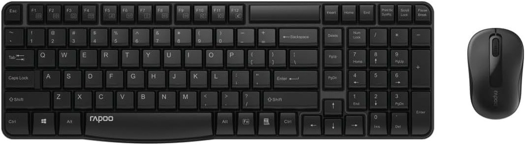 Tastatura si mouse fara fir Rapoo, 1800 inchi (1800 inchi) (Set cu tastatura si mouse fara fir, 2,4 GHz, dongle Nano USB, 12 luni de viata a bateriei, mouse optic 1000 DPI, tastatura AZERTY, tastatura numerica, pt.