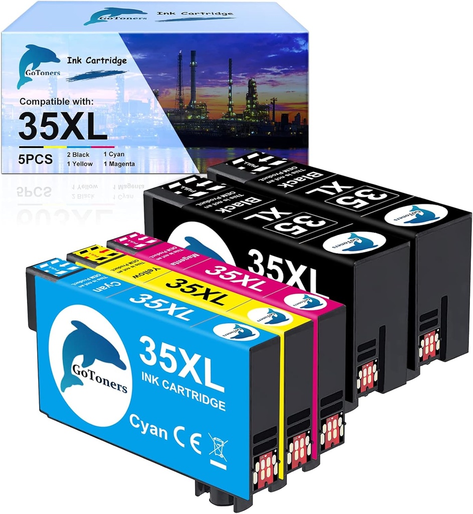 Cartușe de imprimantă GoToners 35 XL compatibile pentru Epson 35XL Multipack pentru Epson Workforce Pro WF-4720DWF WF-4725DWF WF-4730DTWF WF-4740DTWF WF-4720 WF-4725 WF-4730 WF-4740 (5-4740)