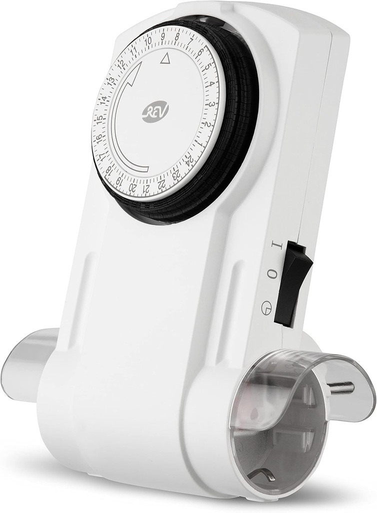 REV Twintime timer - temporizator mecanic pentru priza, de 96 ori/zi, 1800W, alb