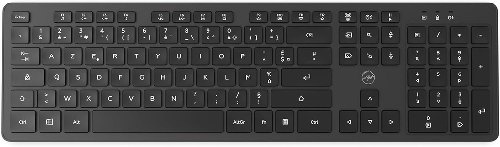 Mobility Lab ML313986 - Tastatura wireless premium pentru Windows - receptor USB si USB-C, tastare precisa, taste cu profil redus si silentios, tastatura numerica, aspect AZERTY - negru