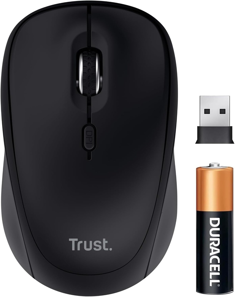Trust Yuki Silent Mouse fără fir Bluetooth + 2,4 GHz cu baterie, Mouse compact cu mai multe dispozitive pentru utilizatori dreptaci și stângaci, 75% plastic reciclat, PC Laptop Windows iOS Android Mac