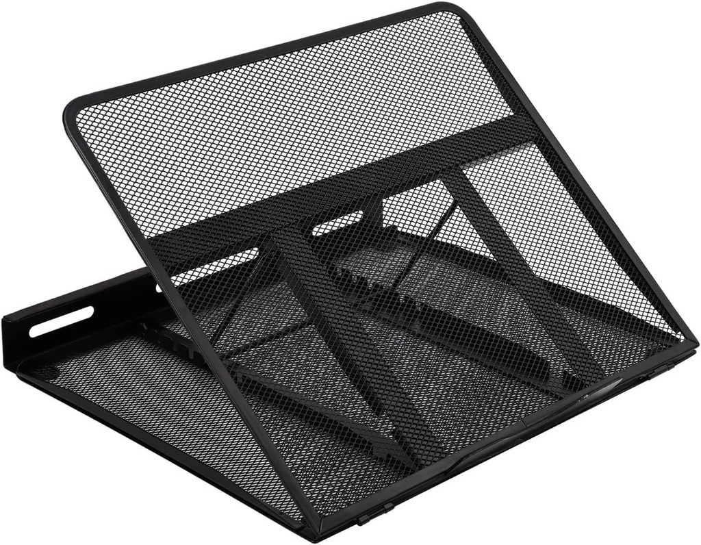 Amazon Basics Suport ventilat, reglabil, ergonomic pentru laptop, se potrivește cu notebook-uri de până la 17,3 inchi, 33 x 28,7 x 18,5 cm, negru