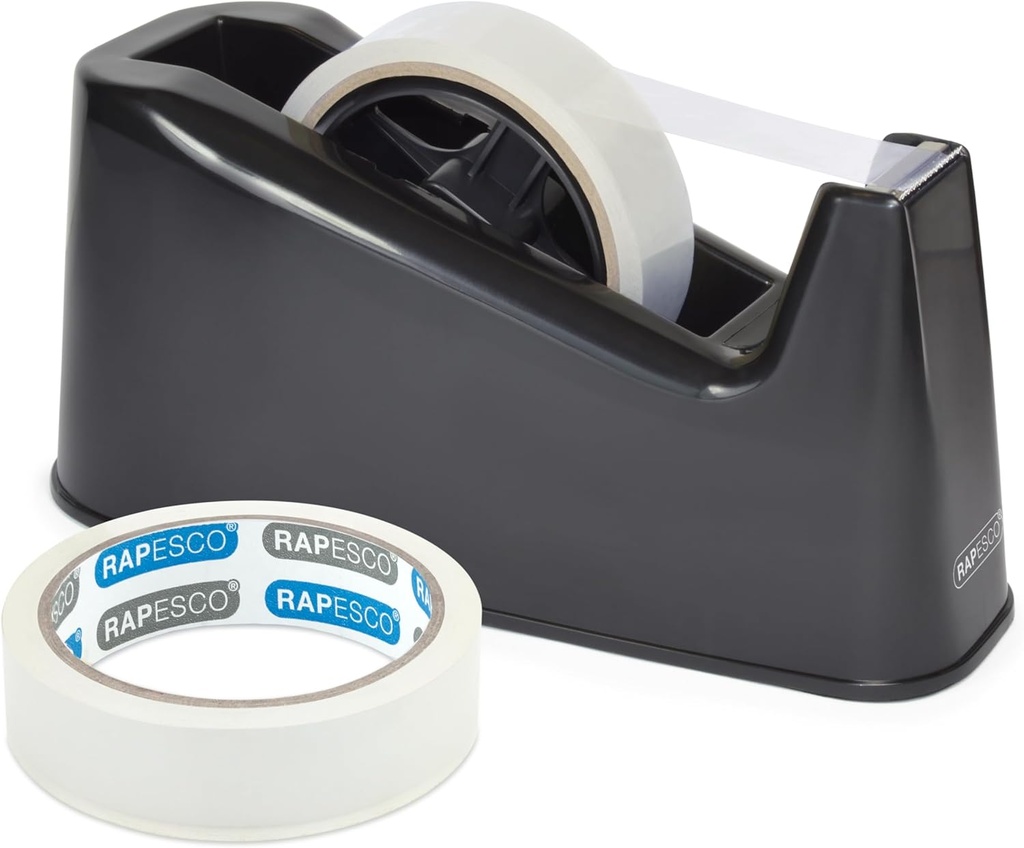 Rapesco 1540 500 Distribuitor de bandă rezistentă cu 2 role de bandă, negru
