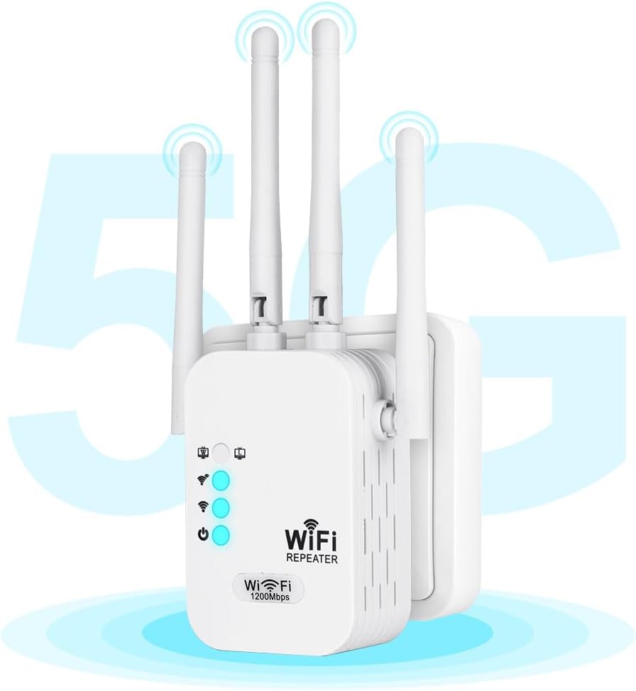 Amplificator WiFi AXFEE, Repetor WiFi 1200Mbit/s 5GHz Repetor WiFi Amplificator WiFi, Port LAN/WAN, Suport 3 moduri, Compatibil cu toate routerele standard AP/Router/Booster