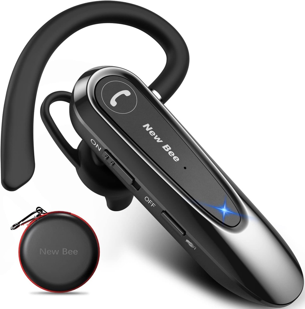 Casti Bluetooth unice Bee cu microfon dublu Casti Bluetooth V5.0 cu timp de convorbire de 20 de ore, microfon dezactivat, conexiune cu doua dispozitive pentru iPhone, Android si laptop