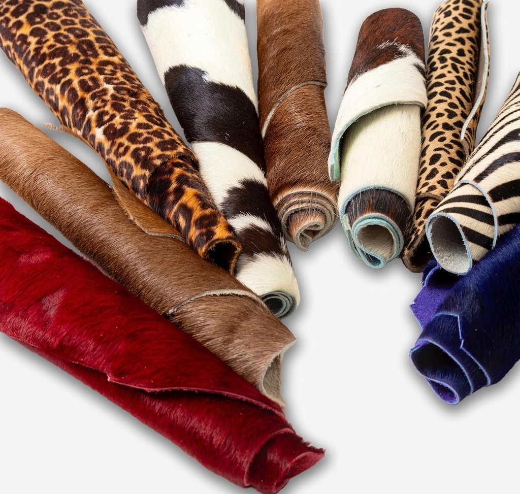 IPEA 1 kg de resturi de piele cu blana autentica in dimensiuni si culori aleatorii - Fabricat in Italia - Ramasite din piele cu blana in diferite forme - imprimeu animal, natural - resturi din piele artizanala