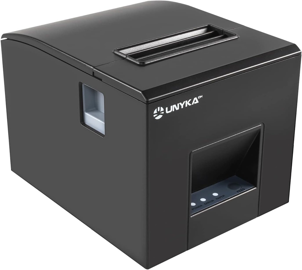 Imprimantă termică pentru bilete Unykach UK56007 POS3 cu conexiuni seriale, USB, RJ12, RJ11 și LAN, compatibilă cu Windows, JPOS, OPOS, Linux, Android și Mac
