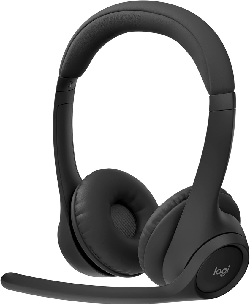 Căști Logitech Zone 300 wireless Bluetooth cu anulare a zgomotului cu microfon, compatibile cu Windows, Mac, Chrome, Linux, iOS, iPadOS, Android - negru
