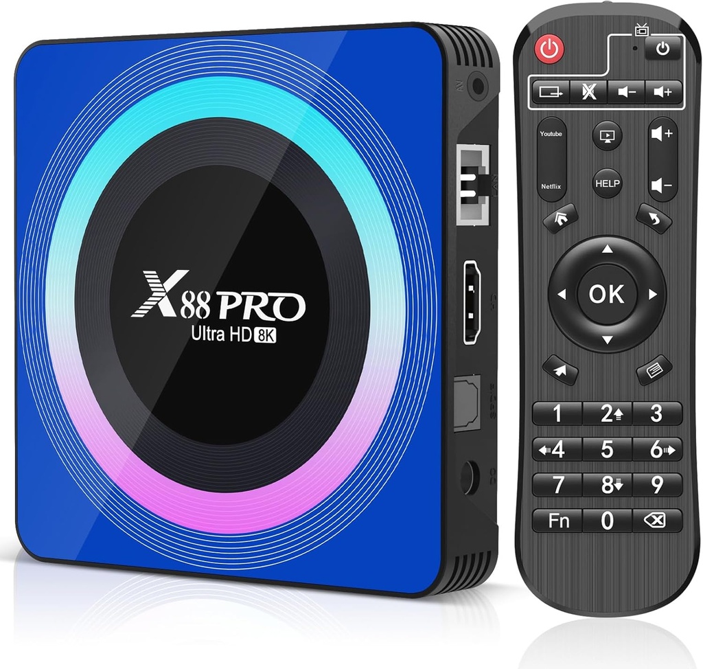 Android 13.0 TV Box, Box TV 4GB RAM 64GB ROM RK3528 Quad-Core 64bit Cortex-A53 Suport 2.4/5.0GHz WiFi6 BT5.0 HD 8K 10/100M Ethernet HDMI 2.0 Android TV Box