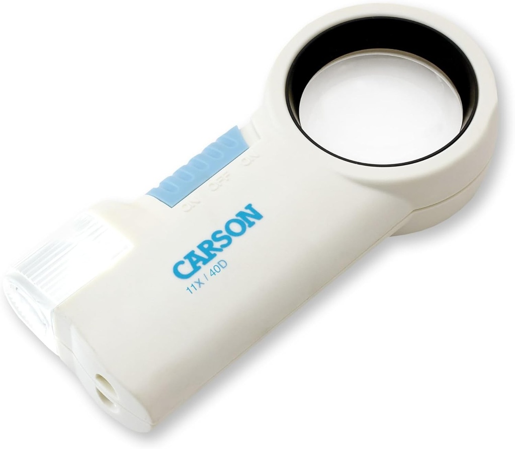 Lupa Carson MagniFlash Pro Series 11x cu lentila asferica, lumina LED si lanterna