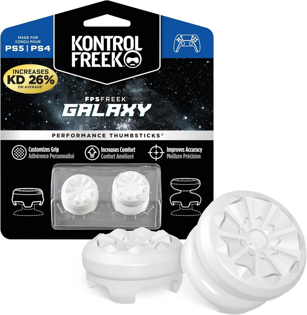 KontrolFreek FPS Freek Galaxy White pentru PlayStation 4 (PS4) si PlayStation 5 (PS5) | Thumbsticks de performanta | 1 lovitura mare, 1 fotografie medie | Alb