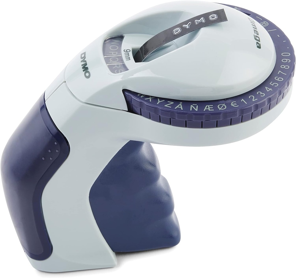 Producător de etichete DYMO cu trei benzi de etichetă | Kit de pornire Omega Label Maker | Design mic, ergonomic cu Twist & Click | €, Ñ, Å, Æ și Ø