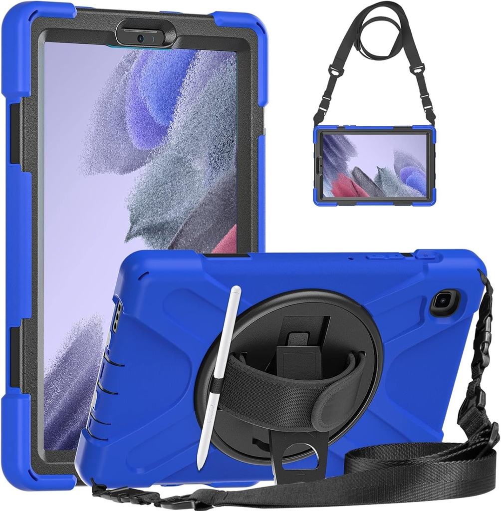 Husa Gerutek anti-cadere pentru Samsung Galaxy Tab A7 Lite 2021 8.7" (SM-T220/T225/T227), husa rezistenta cu suport rotativ, curea de mana/umar, husa rezistenta la socuri pentru Samsung Tab A7 Lite, albastru