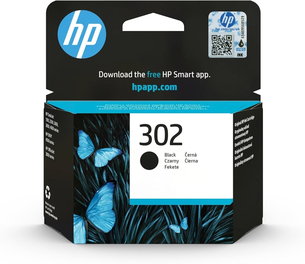 HP 302 F6U66AE Negru, Cartus original, de ~170 de pagini, pentru imprimantele HP Deskjet seria 1110, 2100, 3600, HP ENVY 4500, HP OfficeJet 3800 si 4600