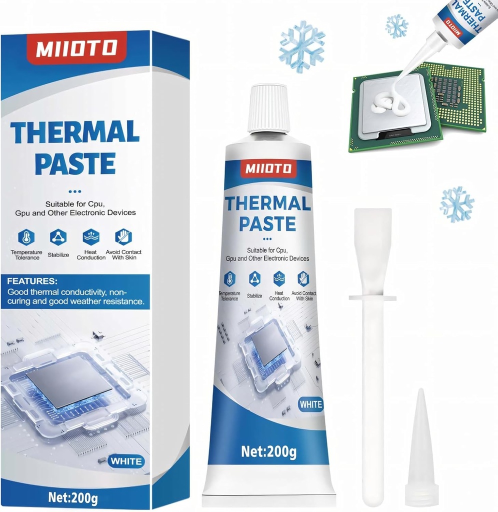 Miioto Thermal Paste, PC Thermal Paste, Procesor Thermal Paste 100ml, Rezistenta la temperaturi ridicate, Potrivit pentru frigider de camping, Produse electronice, Racire CPU - Alb