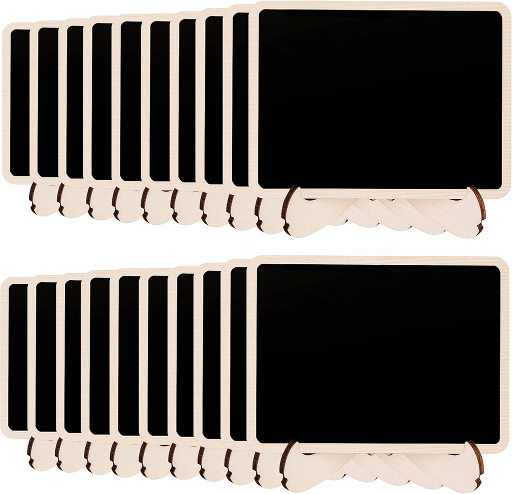 Amazon Basics Mini tablă din lemn cu șevalet, pachet de 20, 4" W x 3" H, negru