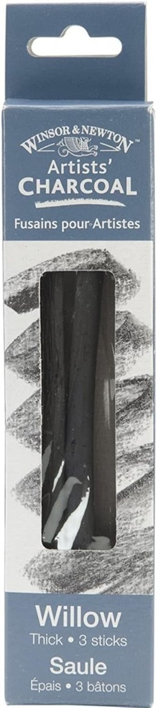 Winsor & Newton 3 betisoare groase de carbune, salcie, pachet de 3 unitati, 3 bucati (pachet de 1), 3