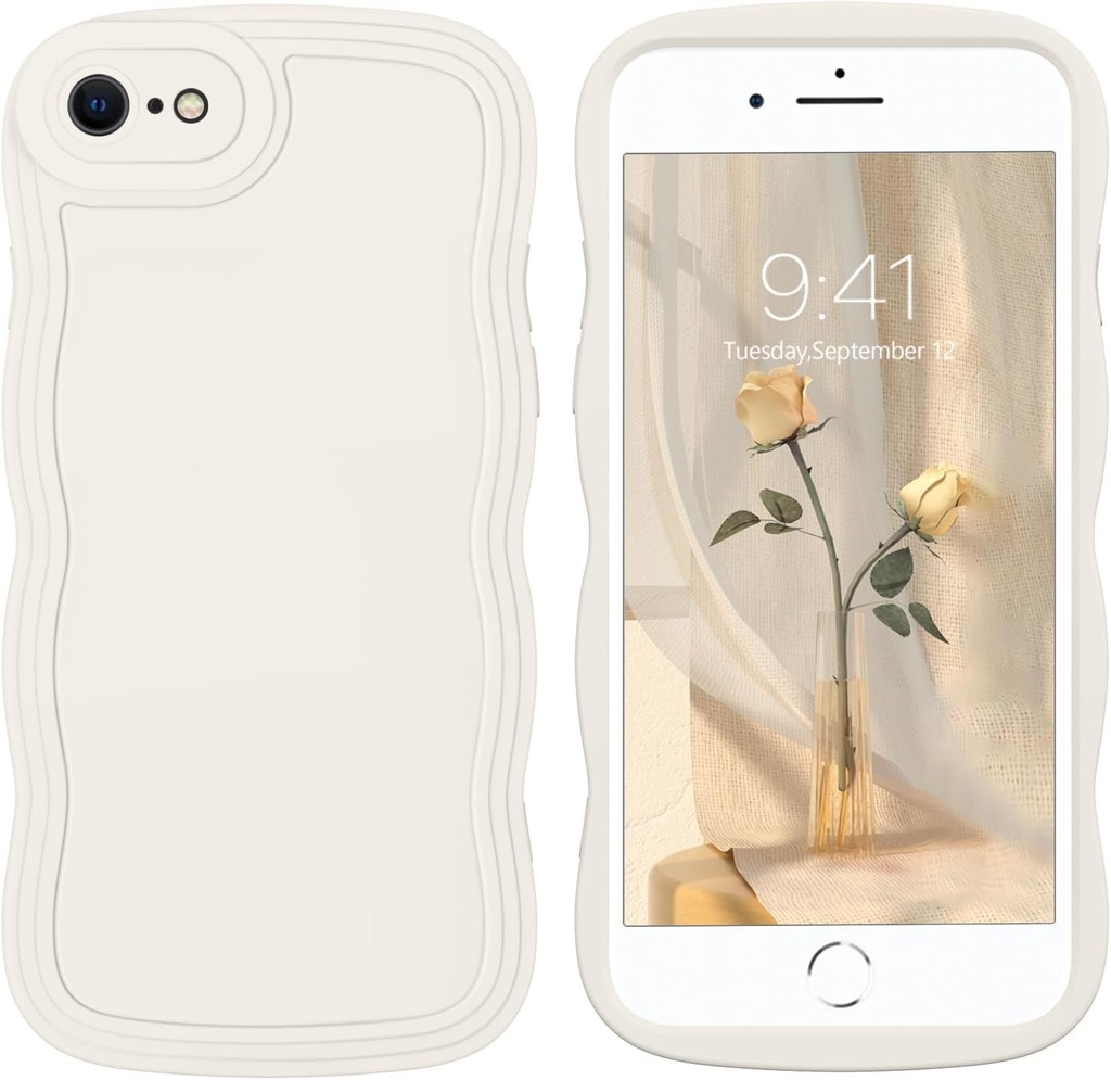Husa DOMAVER pentru iPhone 7, iPhone 8, iPhone SE (2020/2022) cu unda ondulata draguta de 4,7 inci, husa moale din silicon TPU, slim fit, rezistenta la socuri, pentru fete, femei, barbati