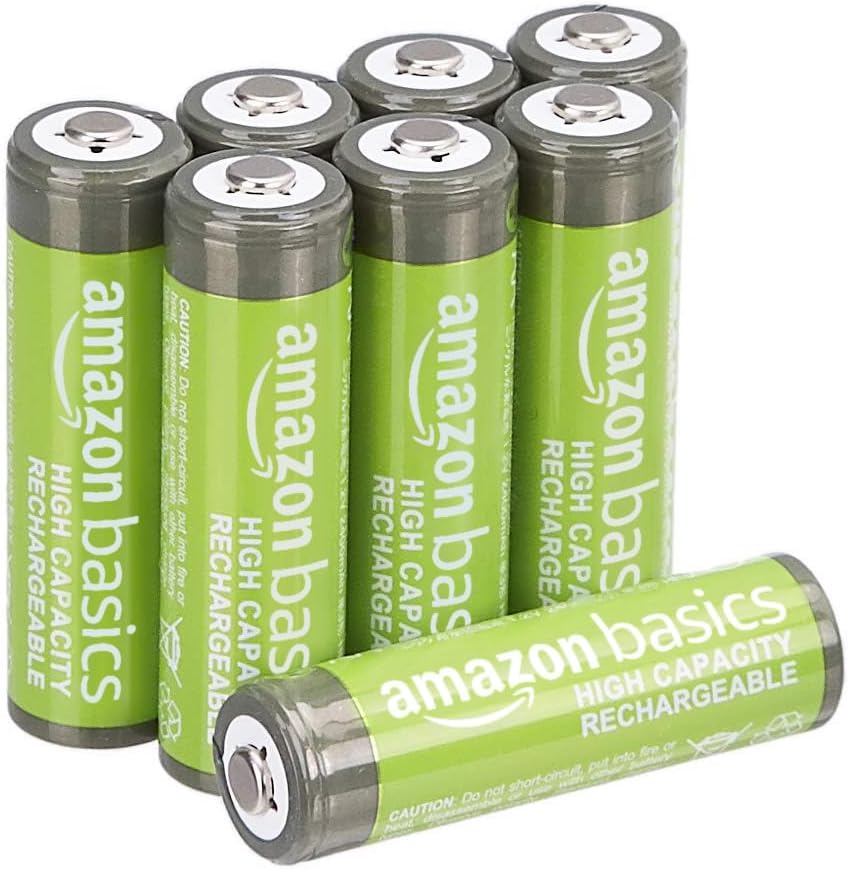 Pachet de 8 baterii reîncărcabile AA NiMh Amazon Basics (preîncărcate, 500 de cicluri, 2500 mAh, minim 2400 mAh) - Carcasa exterioară poate varia