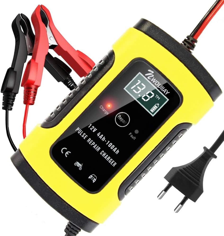 NWOUIIAY 6A/12V Încărcător inteligent pentru baterii de mașină Funcție de reparare întreținere Protecții multiple pentru încărcător auto pentru motociclete cu ecran LCD