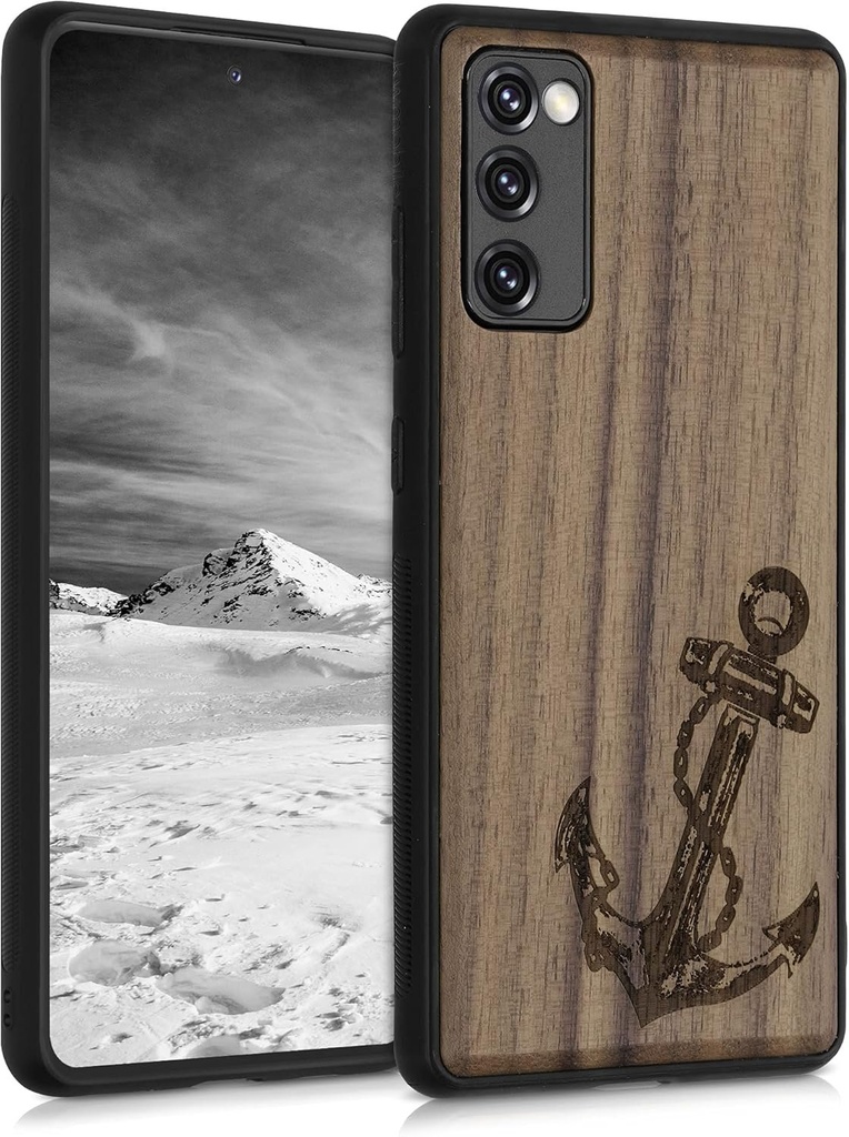Husa kwmobile compatibila cu Husa Samsung Galaxy S20 FE - Carcasa din lemn - Husa telefon mobil - Husa TPU pentru telefon mobil in Ancora Maro Inchis Vintage
