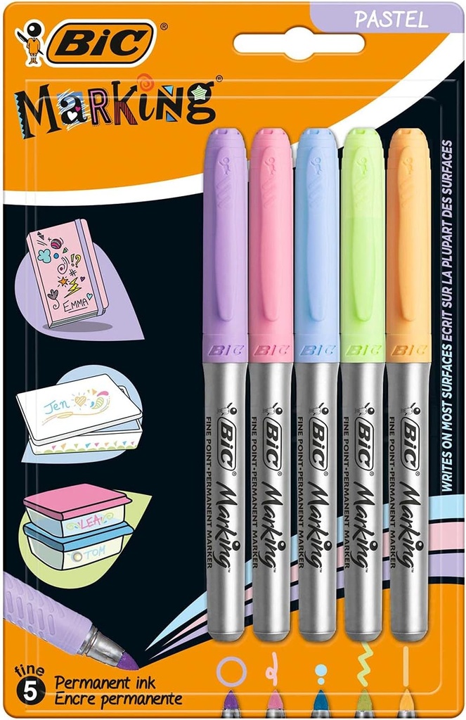 BIC Marking Colore Assortis Intense sau Pastel X5, Pastel Colors, Pachet 5