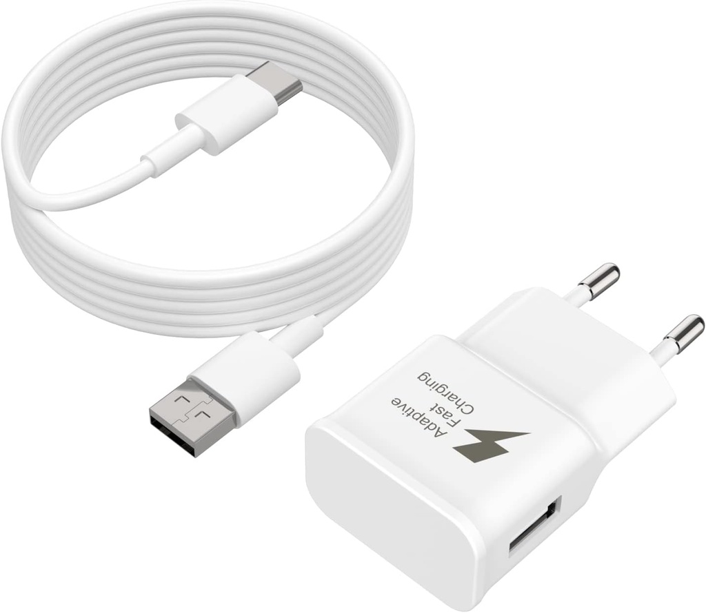 Încărcător rapid USB Samsung, pentru Samsung Galaxy S9 S8 S10 S10+ S20 S20 FE A04S A14 A13 A12 A22 A23 A33 A34 A51 A52 A53 A54 5G A05S, încărcător rapid de înlocuire original + cablu tip C de 2 m-negru
