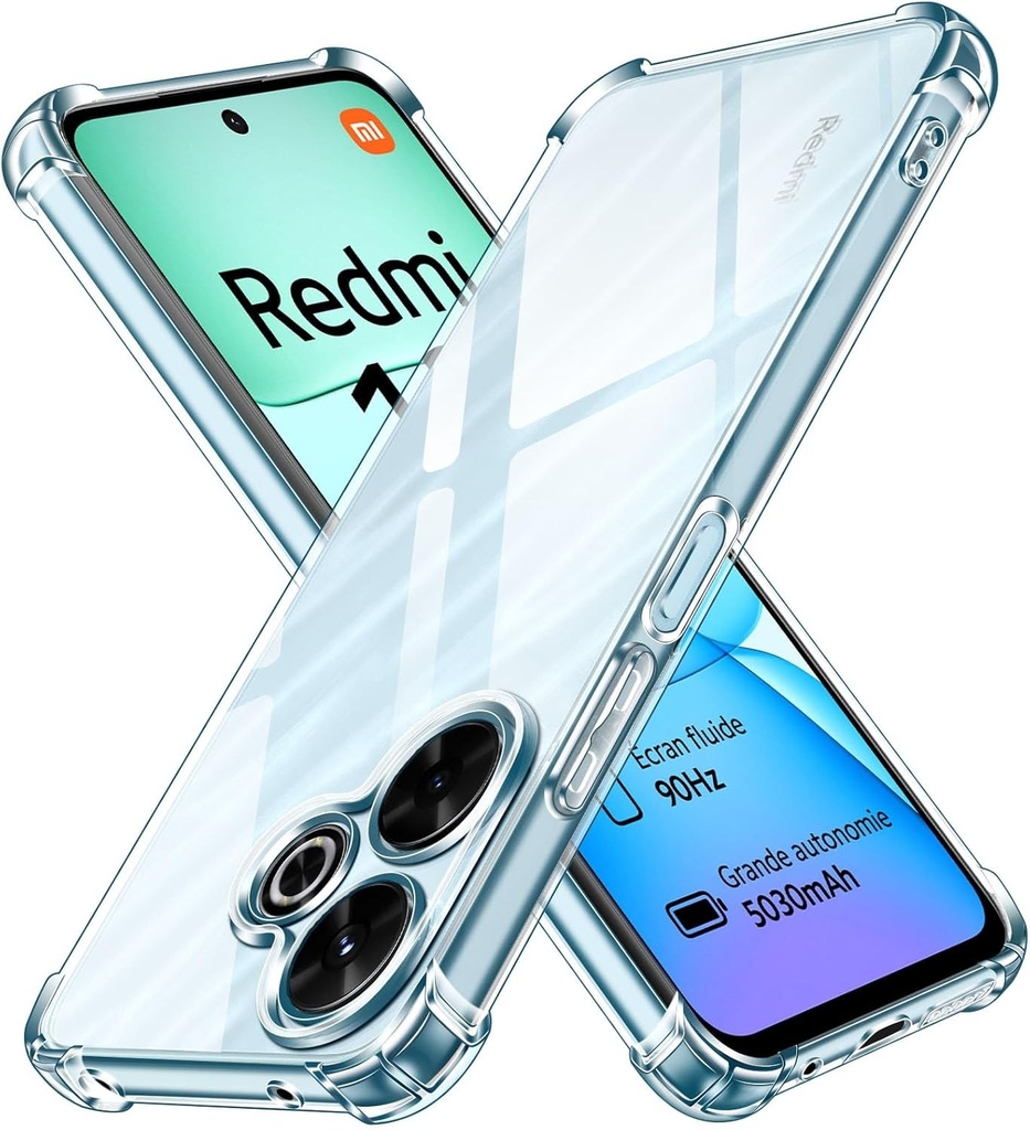 Husa iVoler pentru Xiaomi Redmi 13 4G / Poco M6 4G, husa transparenta rezistenta la socuri cu bara de protectie moale TPU, husa de protectie subtire din silicon moale TPU