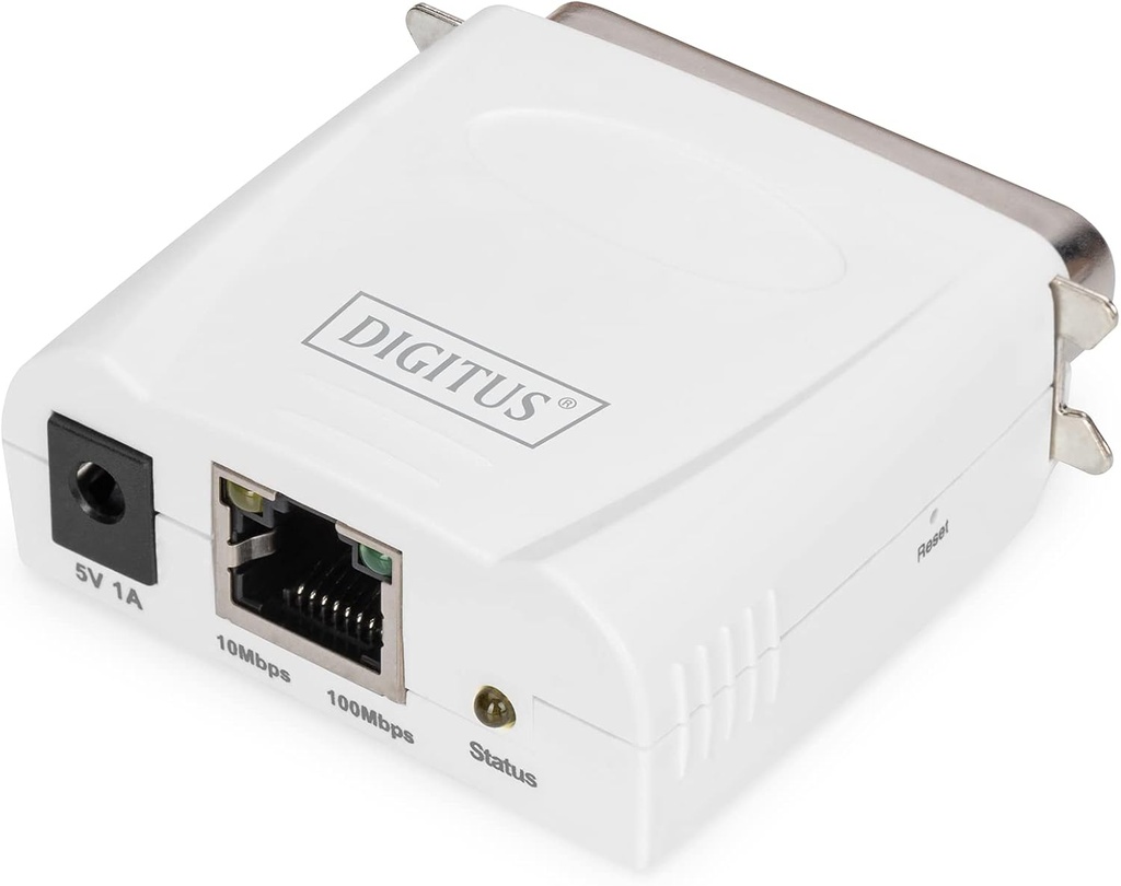 Server de imprimare de rețea Digitus DN13001 cu un port RJ45 de 10/100 Mbps pentru imprimante Centronics paralele cu 36 de pini