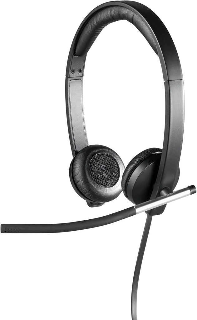 Casti Logitech H650e cu microfon, casti stereo, anulare a zgomotului, comenzi pentru volum si sunet in cablu, indicator LED, port USB, PC/Mac/laptop - negru