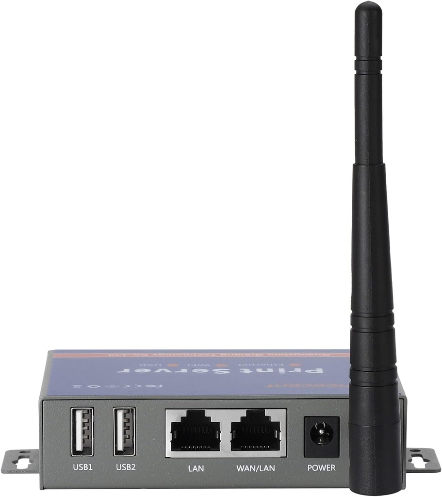 Server de imprimare fără fir CHEECENT pentru imprimante USB (nu Plug & Play), Server de imprimare USB cu 2 porturi, Convertiți imprimanta cu fir în rețele Ethernet WiFi fără fir, compatibil cu Windows Mac
