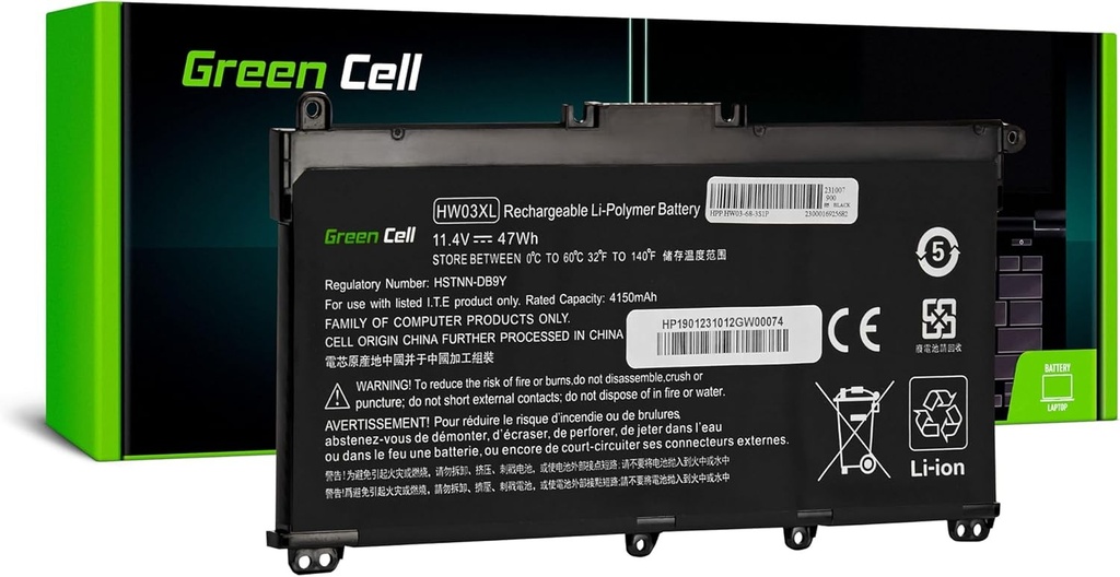 Green Cell HW03XL L97300-005 Baterie per HP 250 G9 255 G8 255 G9 17-CN 17-CP Pavilion 15-EG 15-EG1103NW (4150mAh 11.4V Nero)