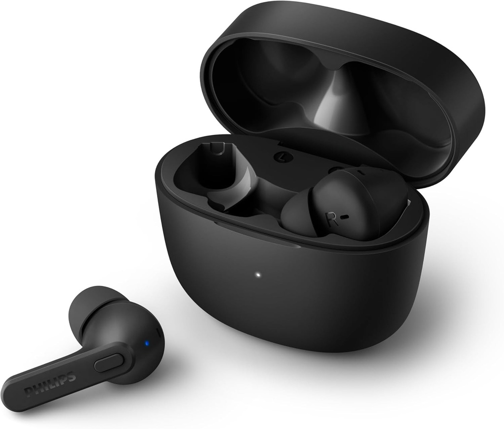 Casti Bluetooth PHILIPS cu microfon fara fir, rezistente la transpiratie, 18 ore de redare, casti moi si confortabile, casti Tat2206Bk/00, negru (negru)