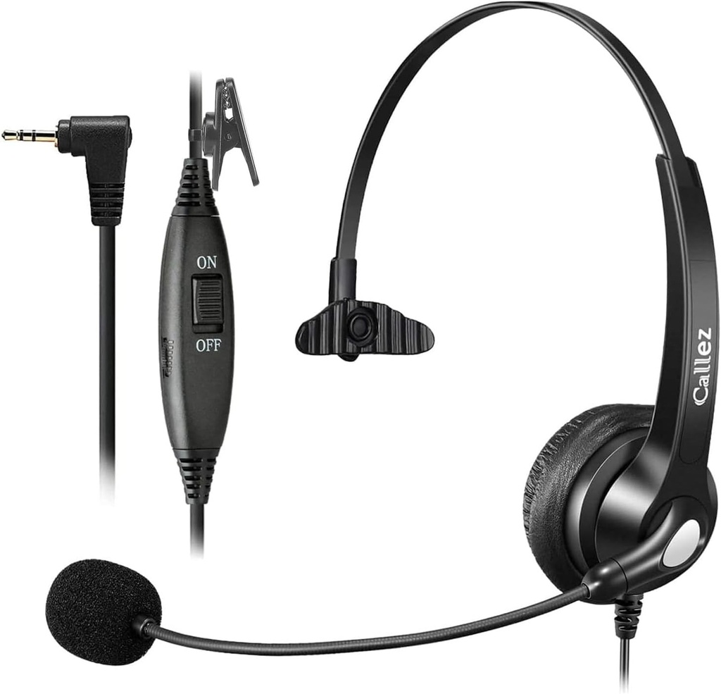 Casti telefonice fixe Callez cu fir cu mufa de 2,5 mm, casti telefonice cu microfon cu anulare a zgomotului pentru telefon fix fara fir Gigaset Panasonic Cisco SPA Alcatel VTech Polycom Dect