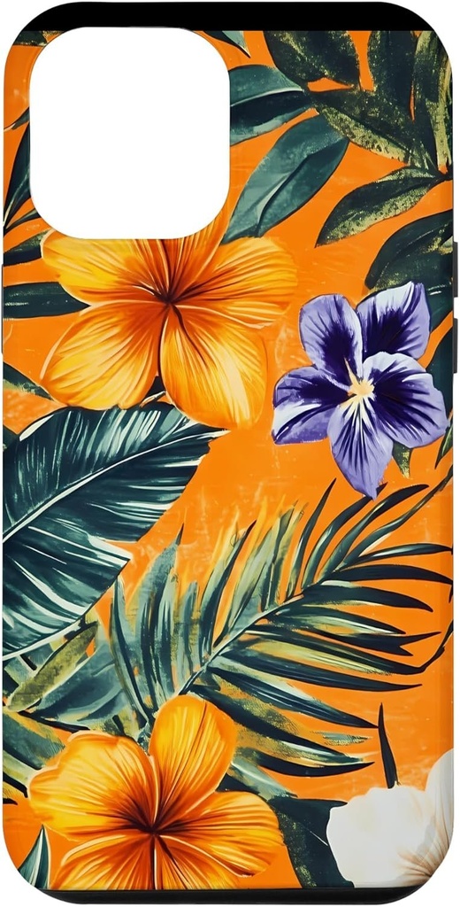 Husa pentru iPhone 12 Pro Max portocaliu cu modele tropicale design polo retro
